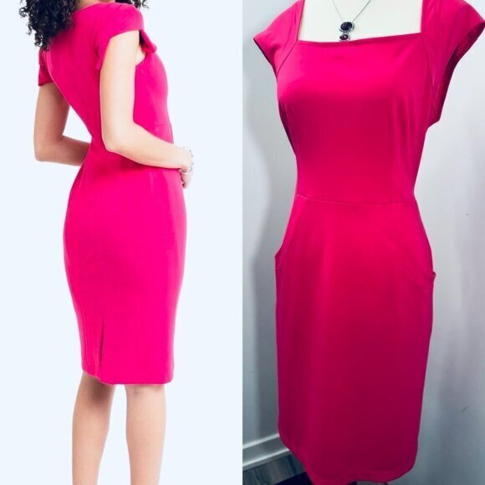 Galleria Pink Women's Dreese Florentine Neck Cap Sleeve Pocket Size M